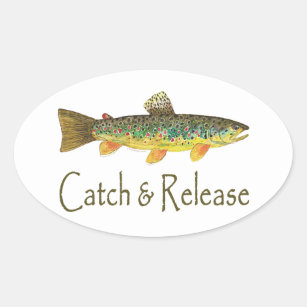 Catch and Release Fishing Oval Sticker