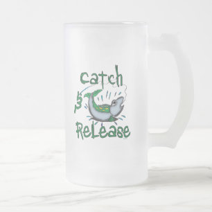 Catch and Release Fishing Shirts Frosted Glass Beer Mug