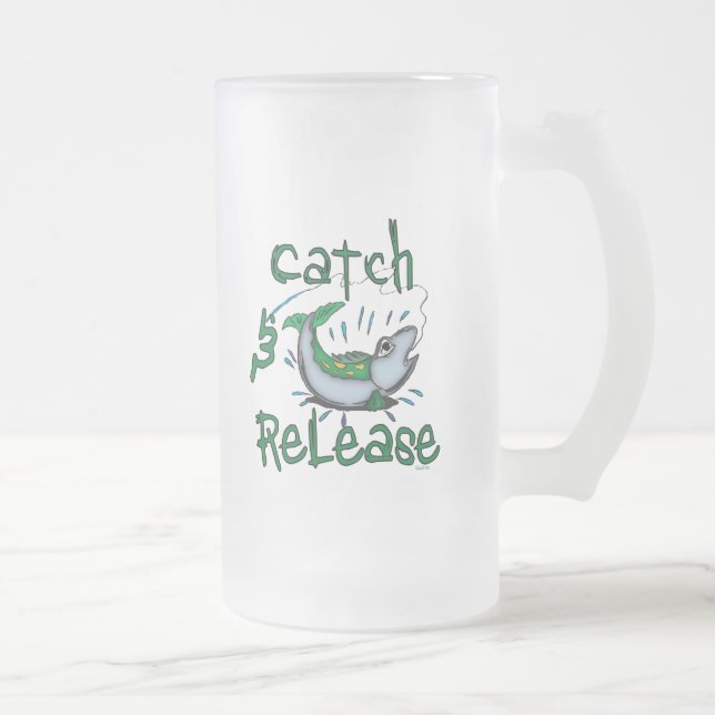 Catch and Release Fishing Shirts Frosted Glass Beer Mug (Right)