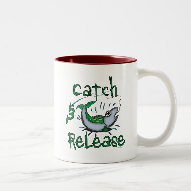 Catch and Release Fishing Shirts Two-Tone Coffee Mug (Right)