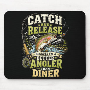 Catch and release funny fishing angler trout mouse mat
