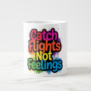 Catch Flights Not Feelings Funny Travel Quote Gift Large Coffee Mug