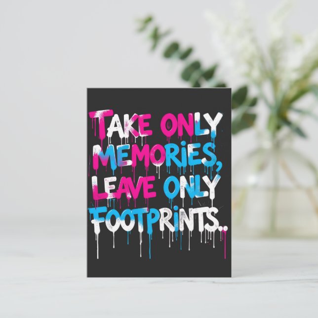 Catch Flights Not Feelings Rainbow Graffiti Quote Invitation Postcard (Standing Front)