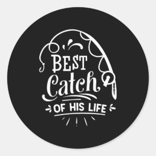 Catch His Life Matching Couples Classic Round Sticker