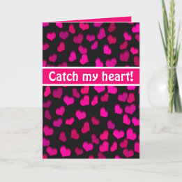 Catch My Heart! Modern Pink Hearts Valentine Card