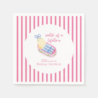 Catch of a lifetime sardines bridal shower pink napkin