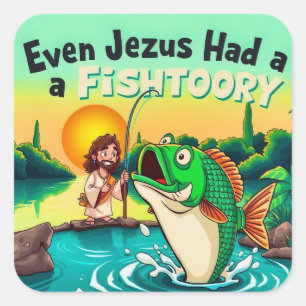 Catch of the Day: A Whimsical Fishing Tale Square Sticker