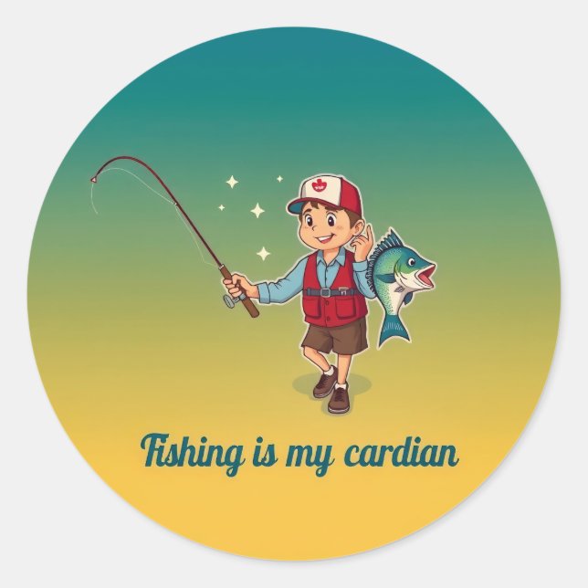 Catch of the Day: Fishing is My Cardian Classic Round Sticker (Front)