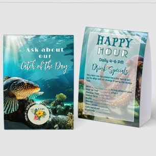Catch of the Day Happy Hour Double sided Tent sign