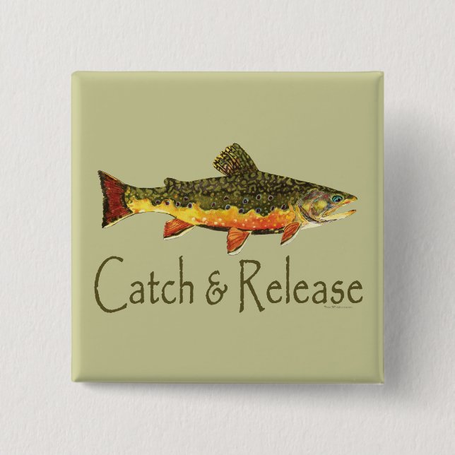 Catch & Release Trout Fishing 15 Cm Square Badge (Front)