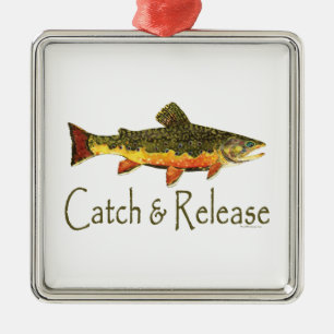 Catch & Release Trout Fishing Metal Tree Decoration