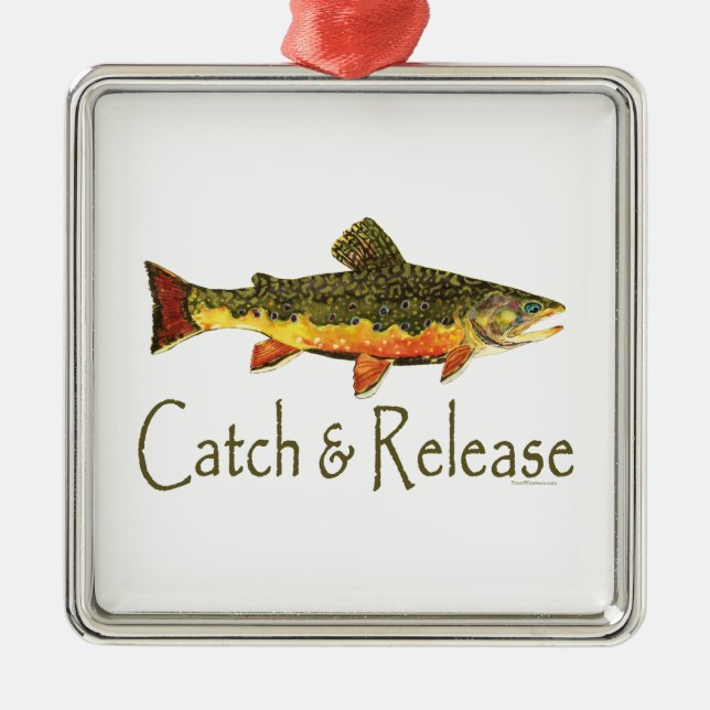Catch & Release Trout Fishing Metal Tree Decoration (Front)