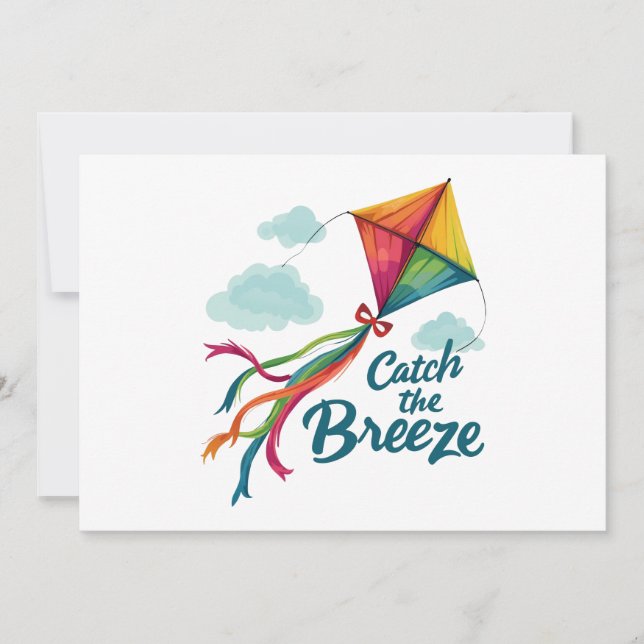 Catch The Breeze Flying Kite Invitation (Front)