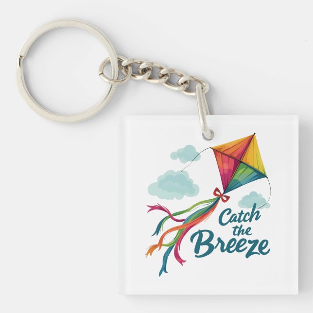 Catch The Breeze Flying Kite Key Ring (Front)