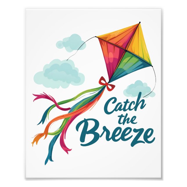 Catch The Breeze Flying Kite Photo Print (Front)
