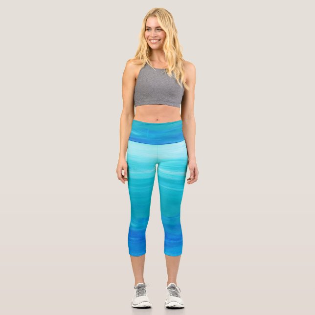 Catch The Ocean Waves Capri Leggings (Front)
