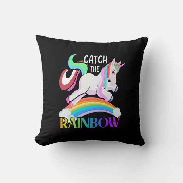 Catch the Rainbow Unicorn Design Cushion (Front)