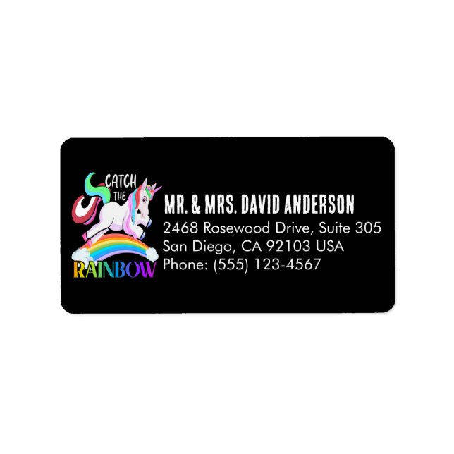 Catch the Rainbow Unicorn Design Label (Front)