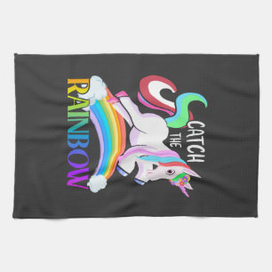 Catch the Rainbow Unicorn Design Tea Towel
