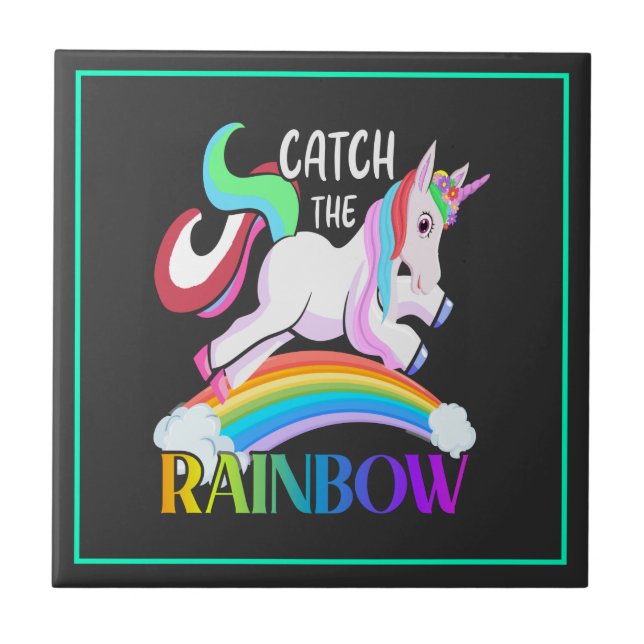 Catch the Rainbow Unicorn Design Tile (Front)