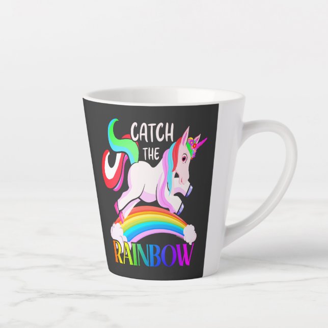 Catch the Rainbow - Unicorn Designs-15989 Latte Mug (Right)