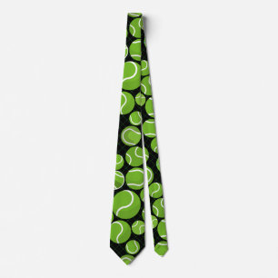 Catch the Tennis Balls Pattern Black BG Tie