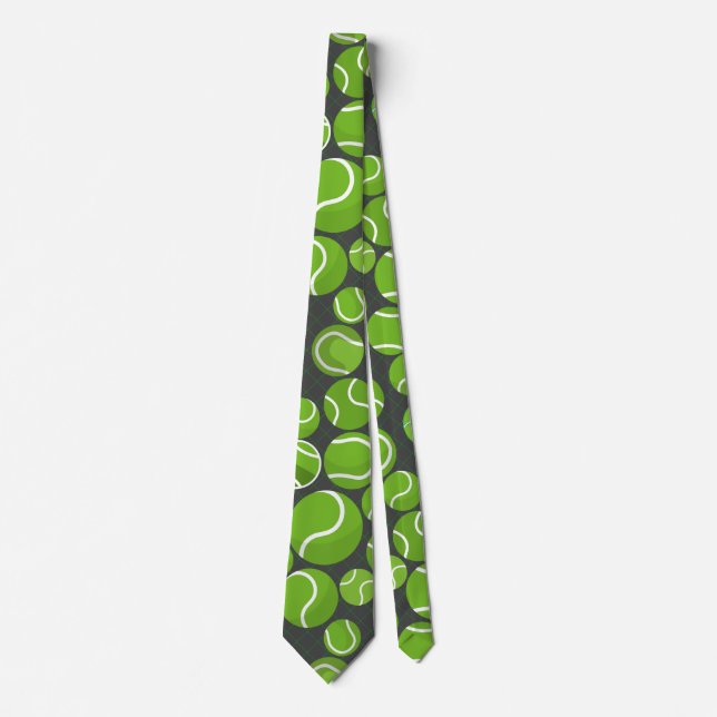 Catch the Tennis Balls Pattern D Grey BG Tie (Front)
