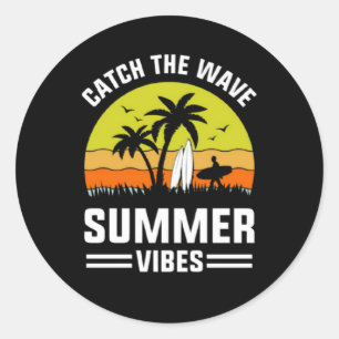 Catch The Wave Summer Vibes-64193 Classic Round Sticker