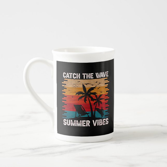 Catch The Wave Summer Vibes  Bone China Mug (Left)