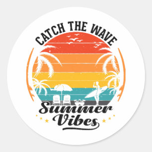 Catch the Wave Summer Vibes Classic Round Sticker