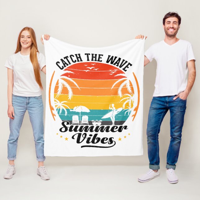Catch the Wave Summer Vibes Fleece Blanket (In Situ)