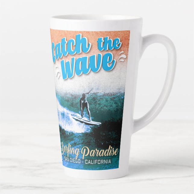 Catch the Wave - Surfing Paradise  Latte Mug (Right)