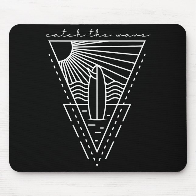 Catch the wave surfing retro surfboard waves sea mouse mat (Front)