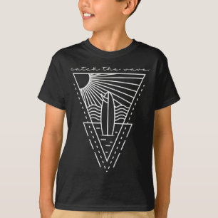 Catch the wave surfing retro surfboard waves sea T-Shirt
