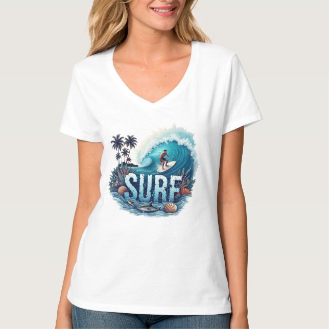 Catch the Wave Surfing T-Shirt (Front)