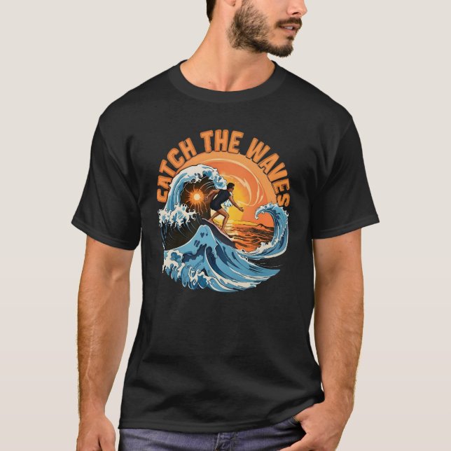 Catch The Waves Vintage Ocean Adventure Tee (Front)