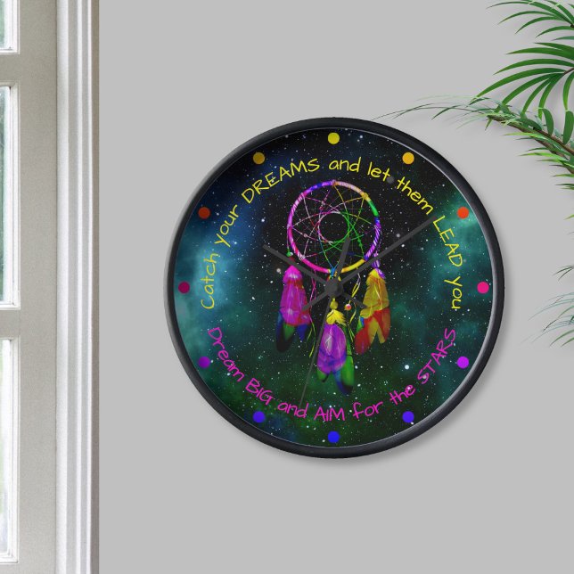 Catch your dreams dreamcatcher Boho Chic Clock (Creator Uploaded)