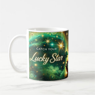Catch Your Lucky Star Celestial Green Gold Coffee Mug