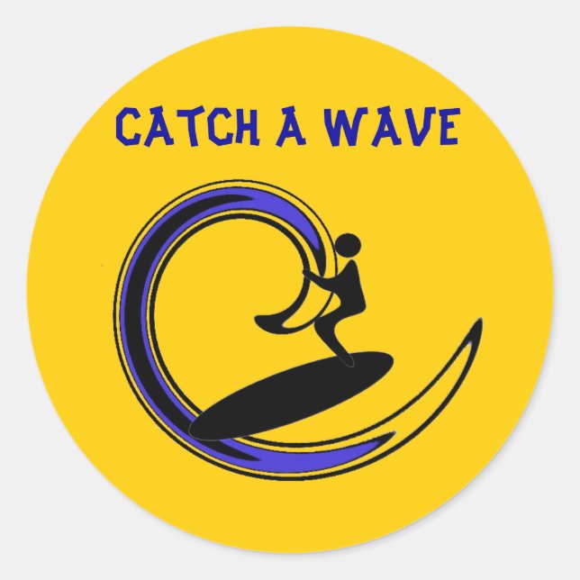 catchawave, Catch A Wave Classic Round Sticker (Front)