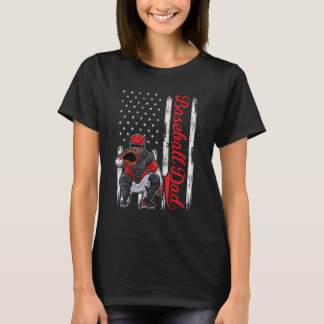 Catcher Baseball  For Men Baseball Dad American Fl T-Shirt