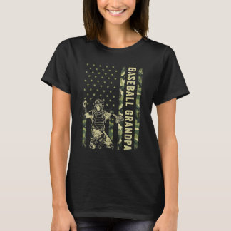 Catcher Baseball Men Camo USA Flag Baseball Grand T-Shirt