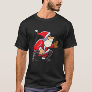 Catcher Baseball Santa Christmas Sport Xmas Pajama T-Shirt