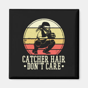 Catcher Hair Don't Care, Softll Player And Coach Magnet
