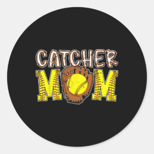 Catcher Mom Softll Catcher Mom Softll Catcher Mama Classic Round Sticker