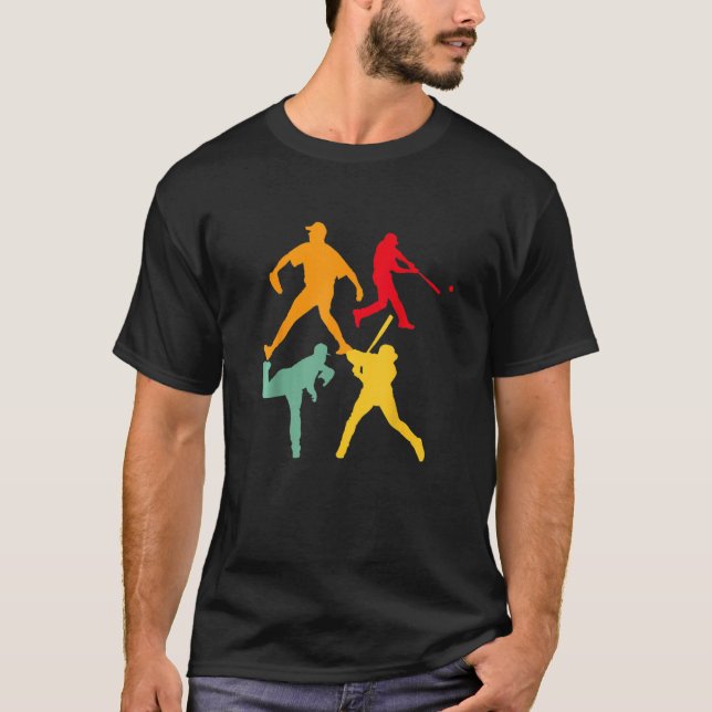 Catcher Pitcher Batter Boys Men's Retro Baseball P T-Shirt (Front)