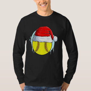 Catcher Pitcher Girls Christmas Softball Ball Sant T-Shirt