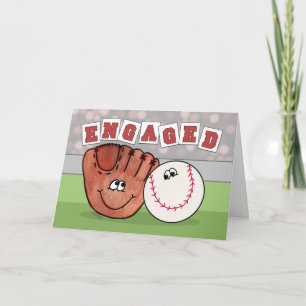 Catcher’s Mitt and Baseball ENGAGEMENT Annoucement Announcement