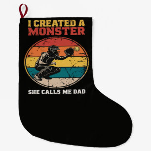 Catcher Softball Dad Father's Day Large Christmas Stocking