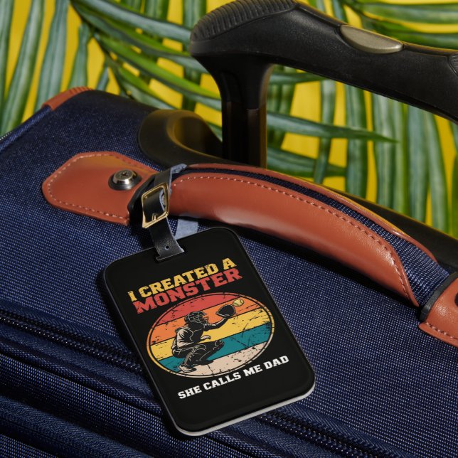 Catcher Softball Dad Father's Day Luggage Tag (Front Insitu 1)