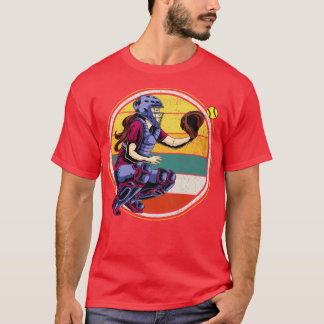 Catcher Softball Player Vintage 4 T-Shirt
